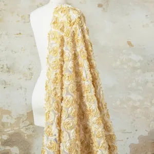 champagne ombre 3d chiffon rosette flower lace fabric