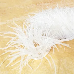 10 15cm airy off white natural ostrich feather trim