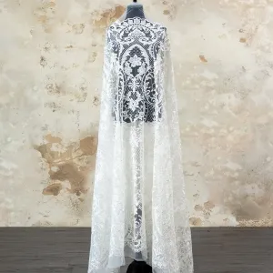 sequinned ivory winter heavy lace fabric