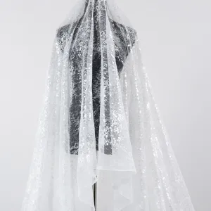 sparkly sequin beaded off white French lace fabric for sale by the yar