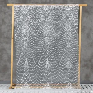 clear sequin striped wedding lace fabric
