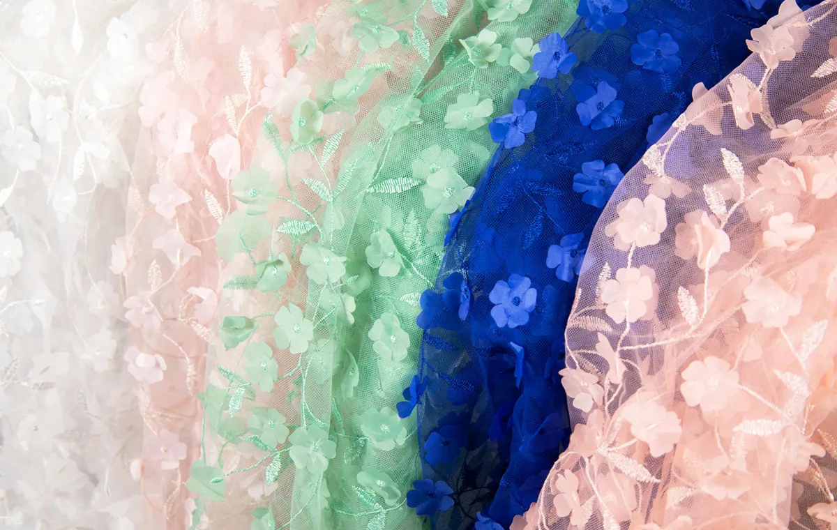 3d flower embroidery mesh lace fabrics
