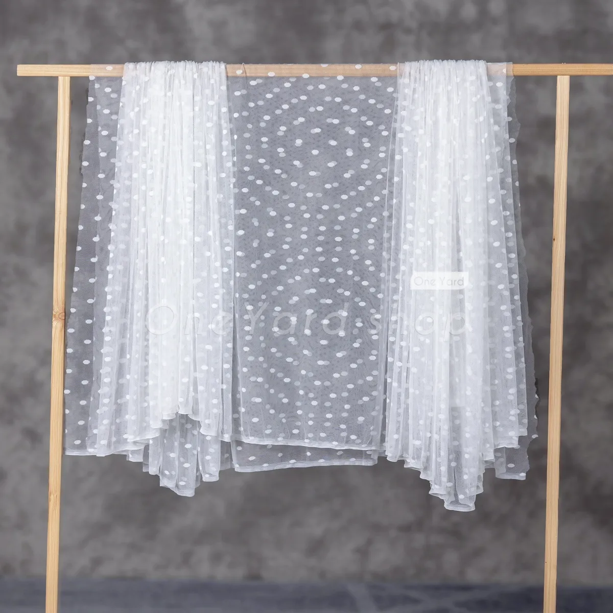 Tissu Tulle à Pois Blanc 150 Cm X 1 M - Polyester Dentelle Pour Robe De Mariée, Décoration, Couture Créative