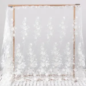 3D flowers with pearl sequin embellishment bridal lace
