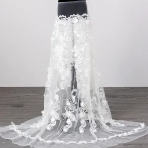 pearled sequinned ivory 3D eucharis floral embroidery lace fabric