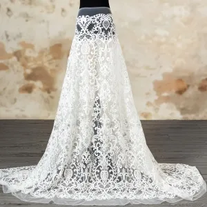 ivory geometric pattern bridal lace fabric