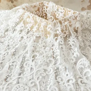 sequinned geometric pattern lace fabric
