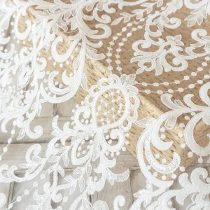 sequinned ivory bridal lace fabric
