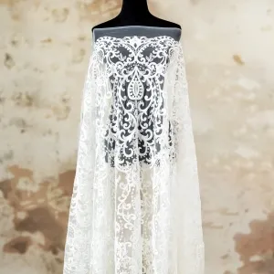 sequinned ivory geometric pattern bridal lace