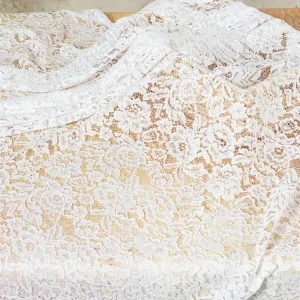 light ivory flower pattern corded lace fabric for sale by the yard