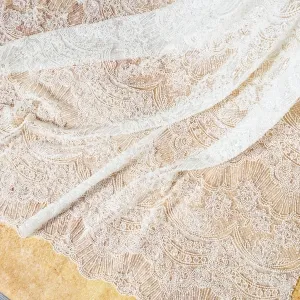 ultra luxury heavyweight ivory beading scalloped lace