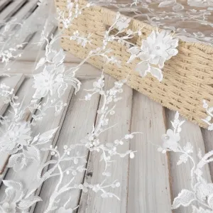 lightweight embroidery 3D floral lace material