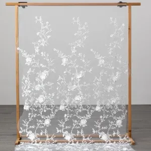 pearled 3D flower branch and leaf pattern lace for sale by the yard
