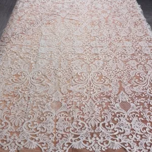 unique ivory geometric floral pattern bridal lace fabric by the yard