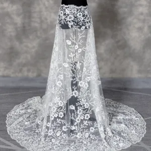 beaded sequinned branch and blossom ivory lace material