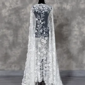 luxury beaded plant pattern bridal lace fabric for sale online