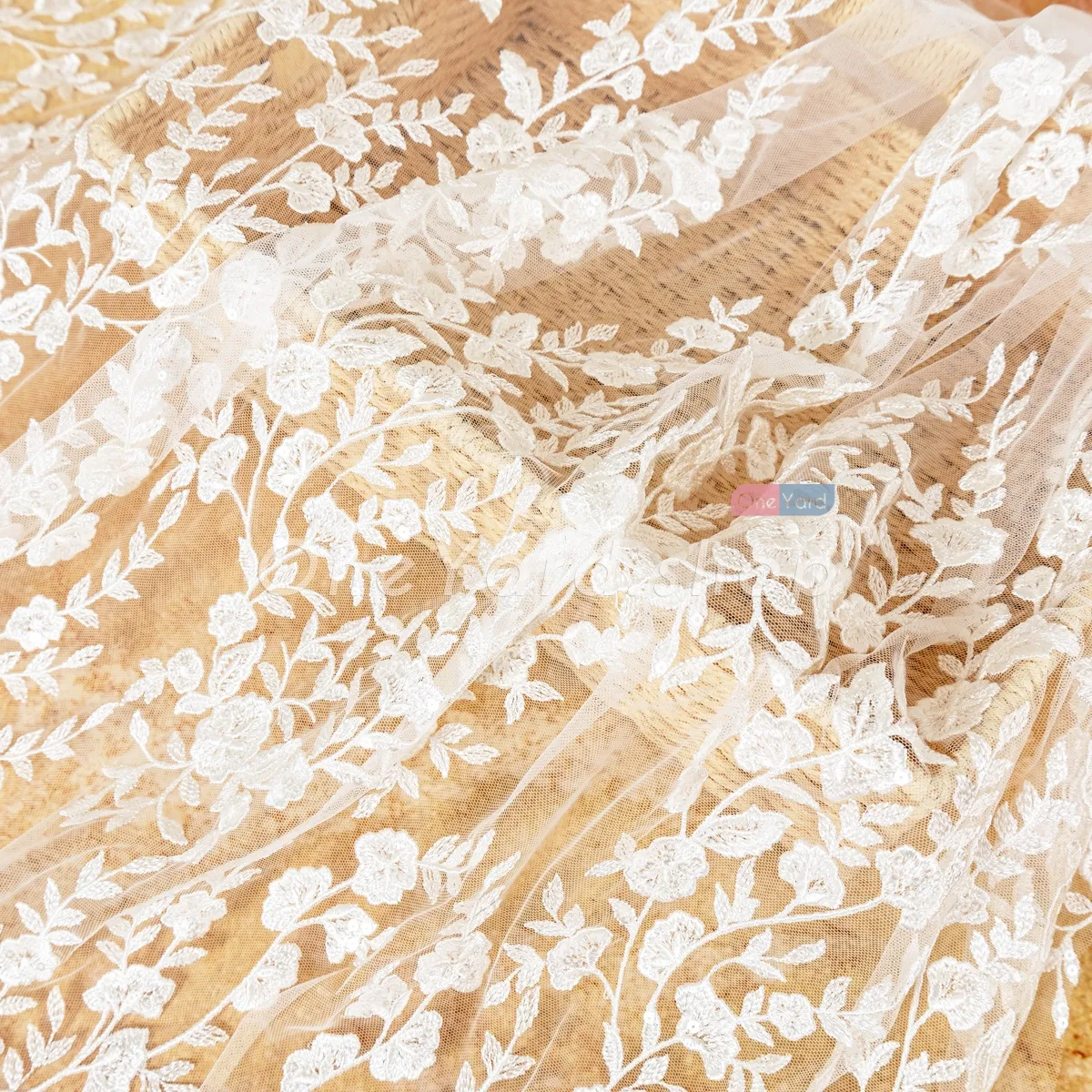 clear sequined embroidered motifs