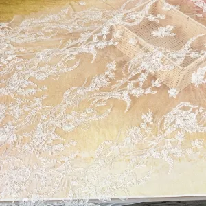 heavyweight clear beaded sequin climbing vine lace