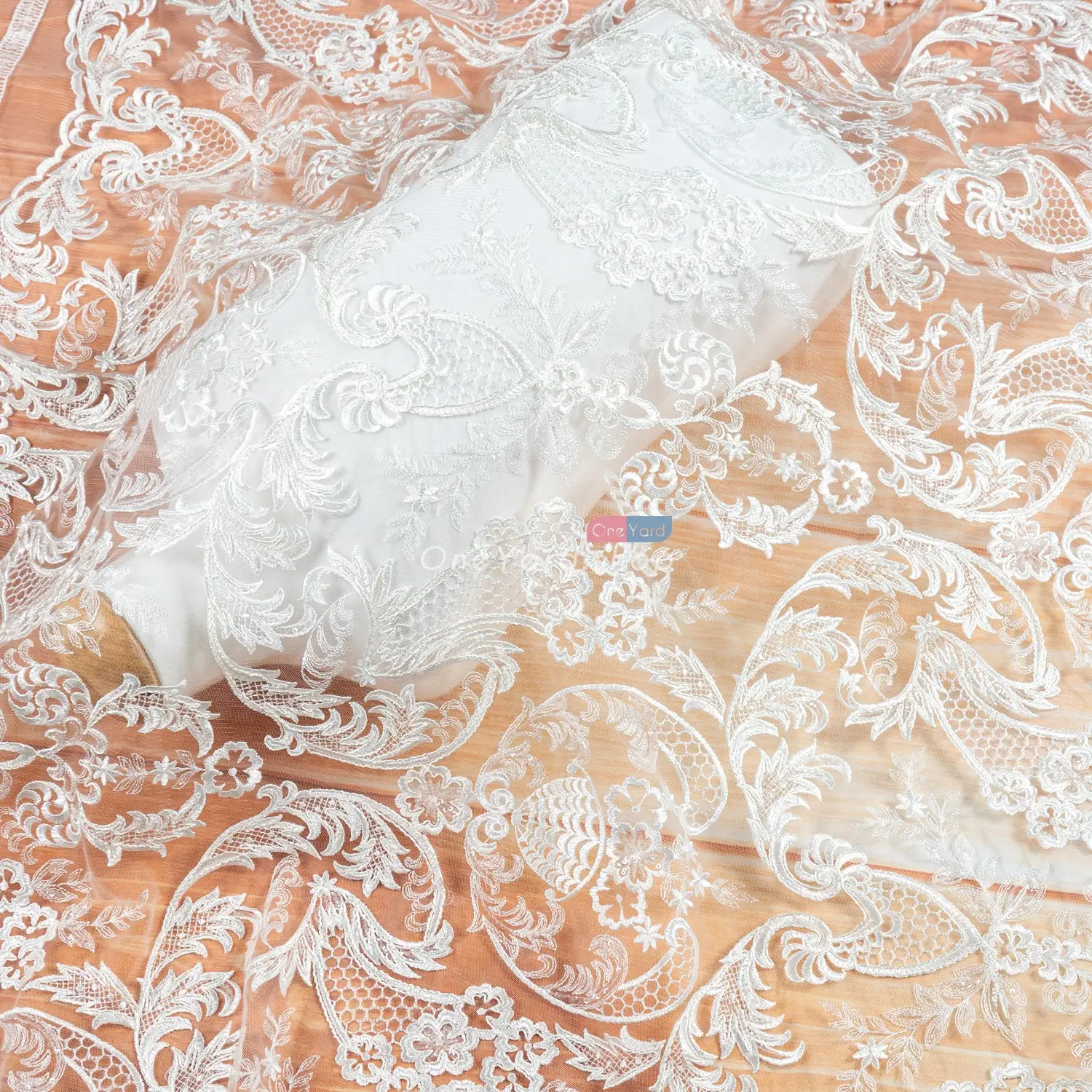 dense floral pattern embroidery bridal lace fabric