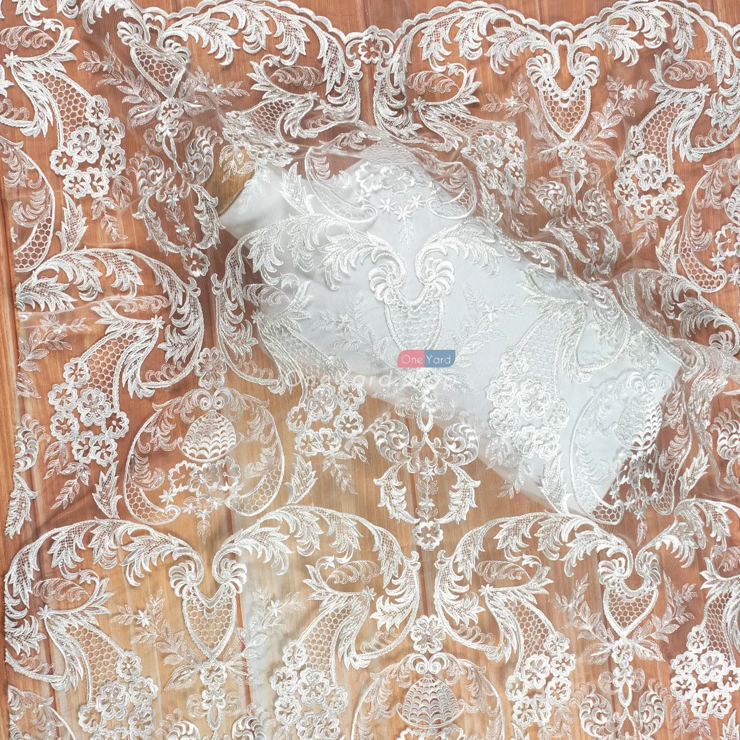 dense floral pattern embroidery bridal lace fabric by the yard