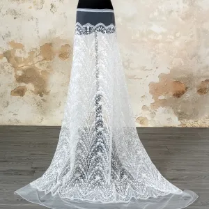 floral curved wave pattern sequinned bridal lace fabric