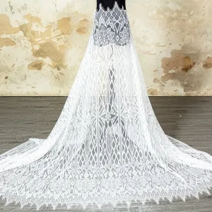 geometric pattern soft eyelash lace fabric for sale by the yard