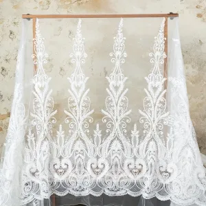 ivory baroque inspired embroidery clear sequined lace