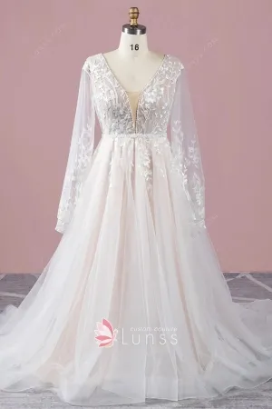Enchanted Leaf Lace Embroidered Fitted Gown by [Brand Name] main image 1