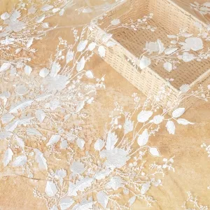 boho style leaf white lace fabric