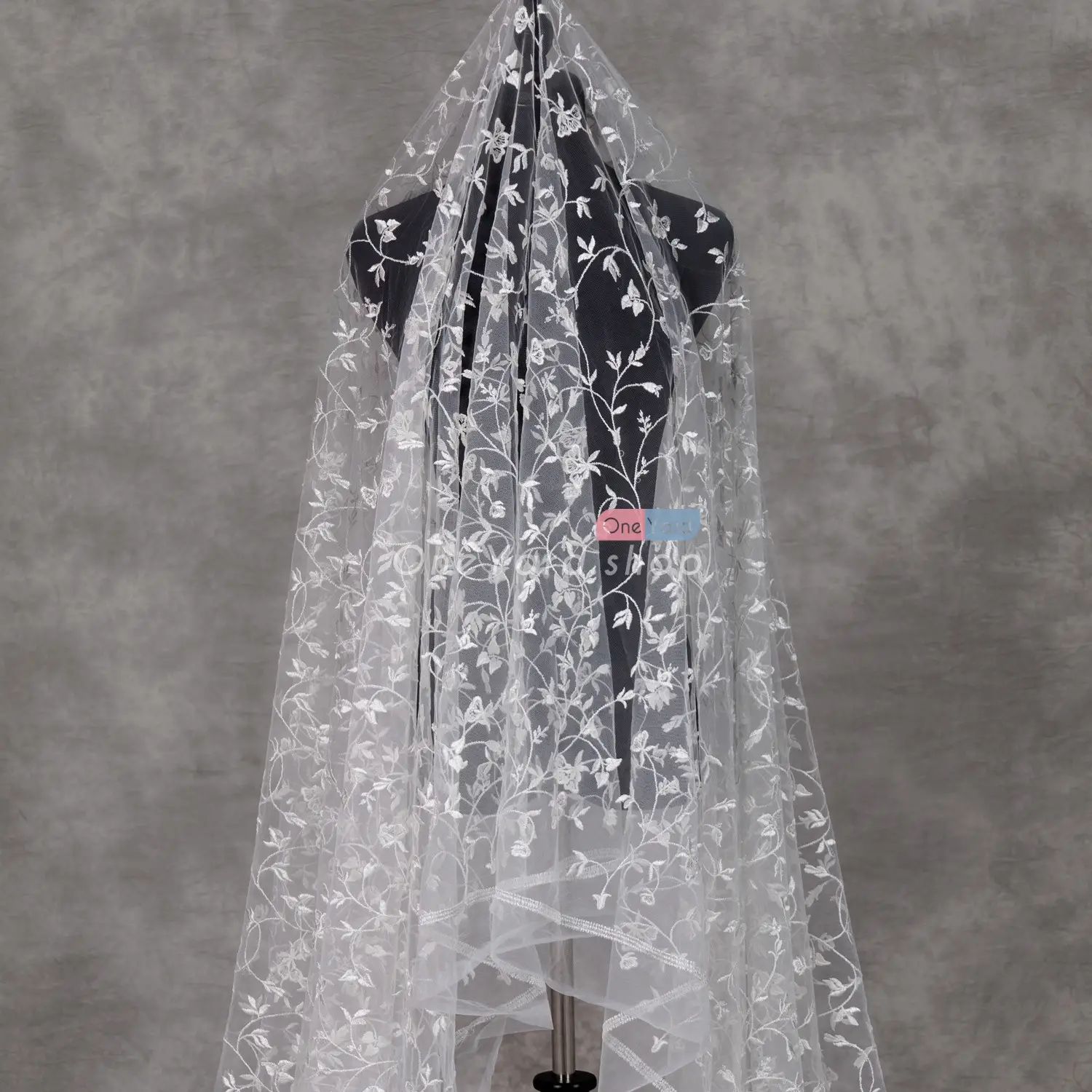 embroidery leaf branch tulle lace fabric