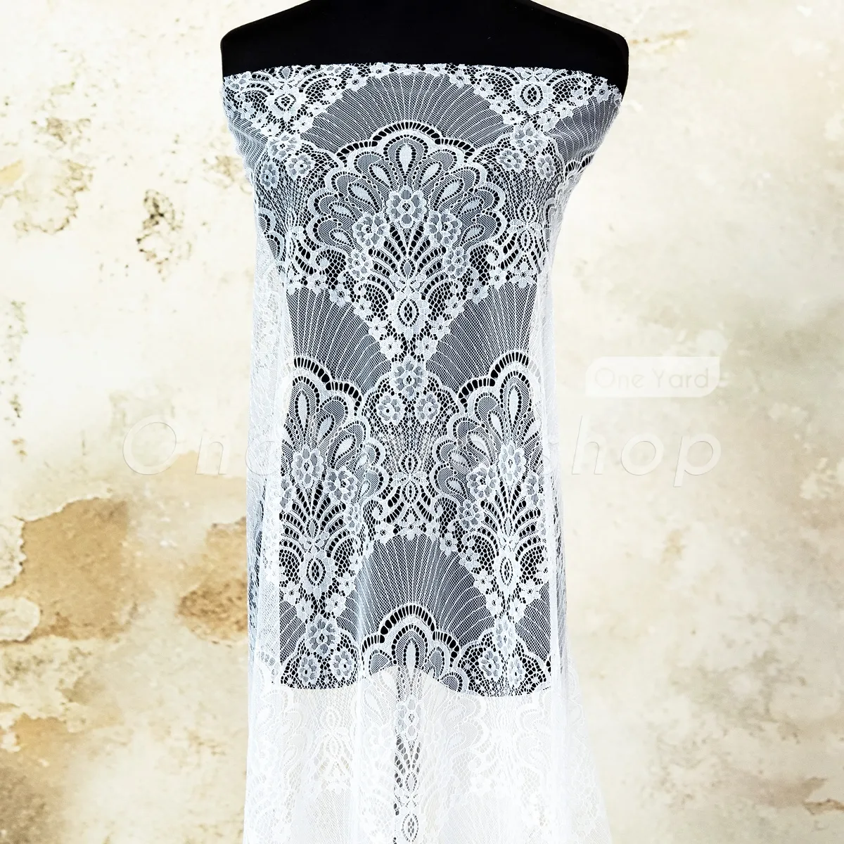 intricate fan inspired floral pattern flat lace fabric intricate fan inspired floral pattern flat lace fabric