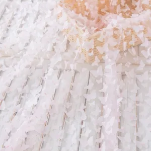 silver tinsel pale pink butterfly embroidery fabric