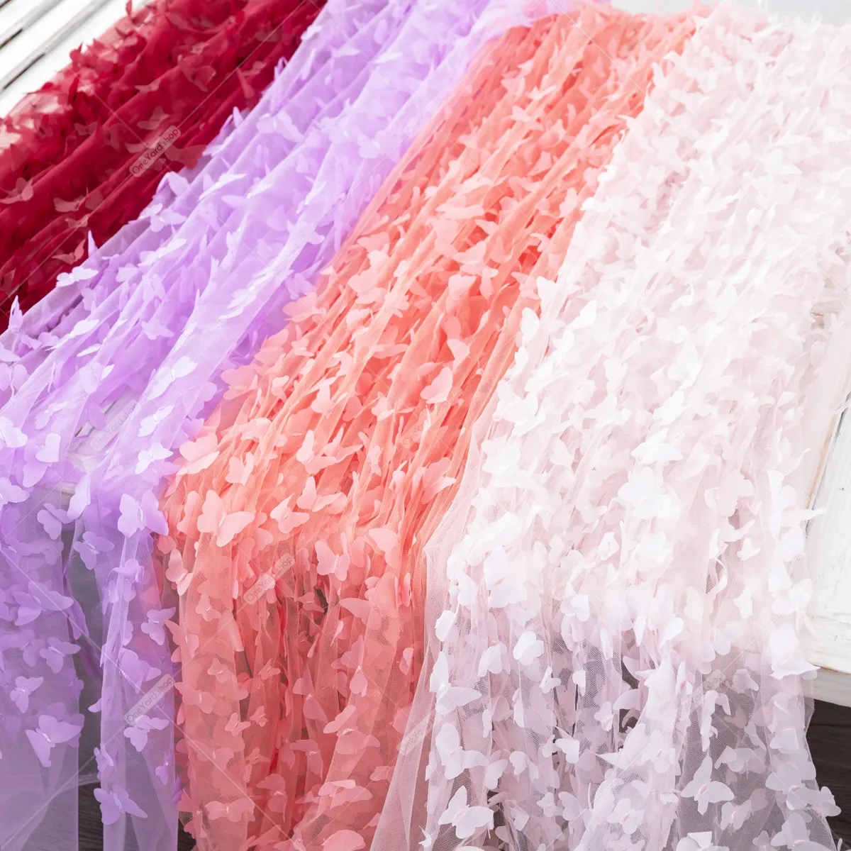 3D butterfly embroidery fabric for photoshoot gowns