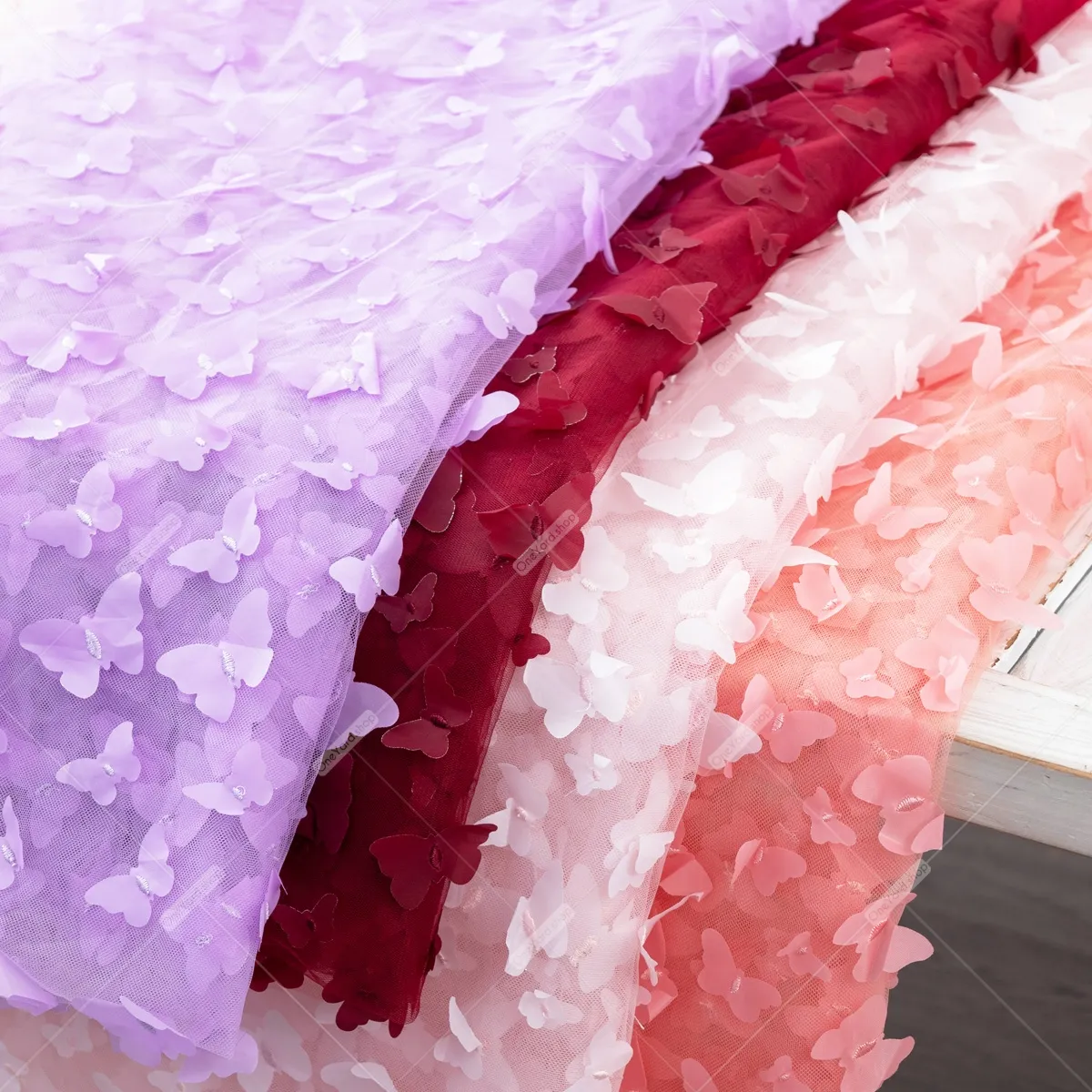 3d butterfly embroidery mesh fabric for fairy dresses