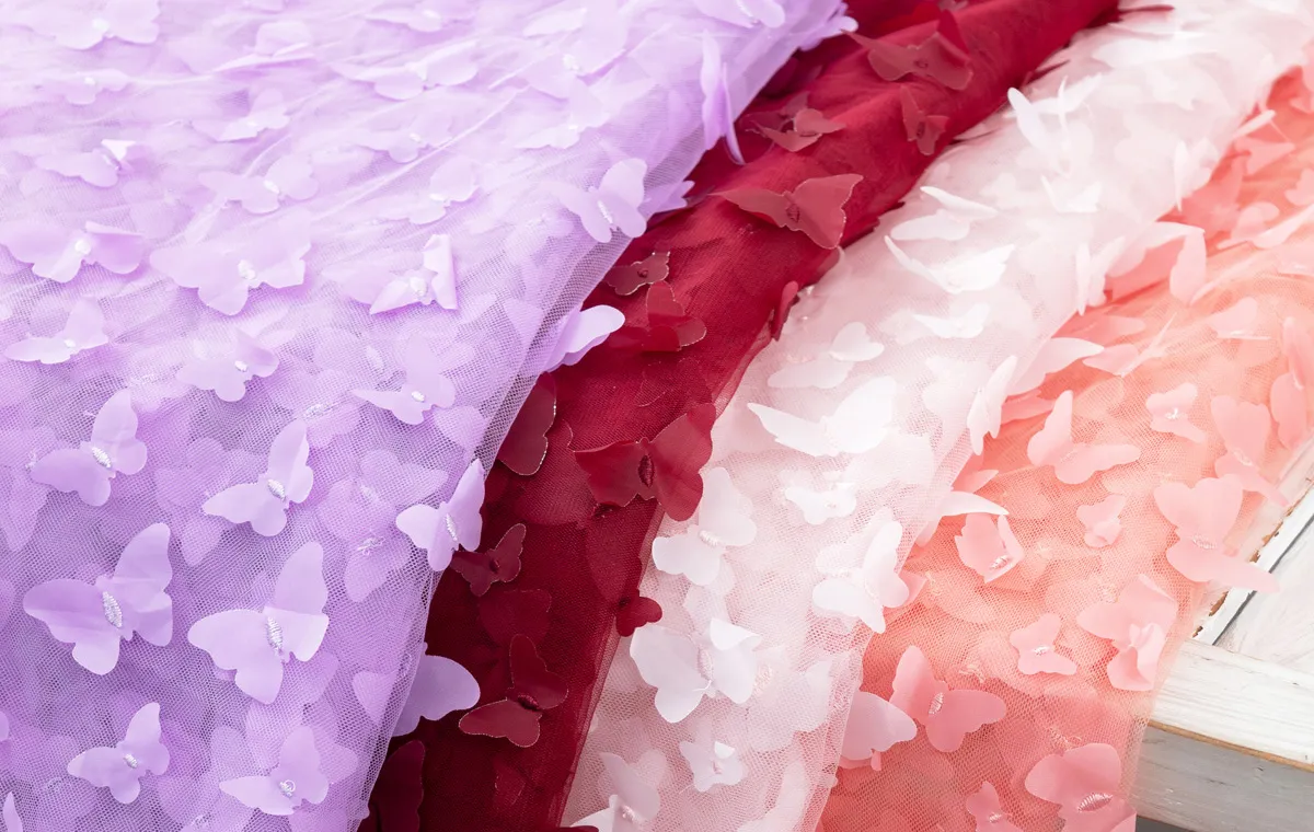 3d butterfly embroidery mesh fabrics
