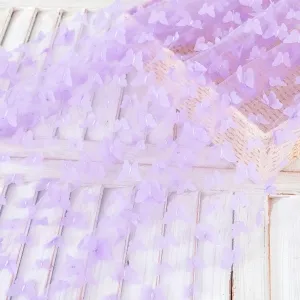 beautiful wisteria 3d butterfly embroidery fabric