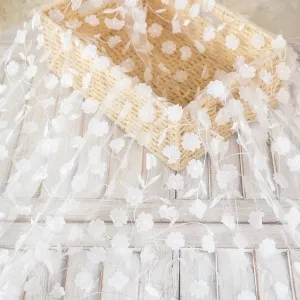 white 3d flowers embroidery soft flowy tulle material
