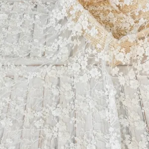 shimmering pearl bead sequin beaded heavy lace fabric