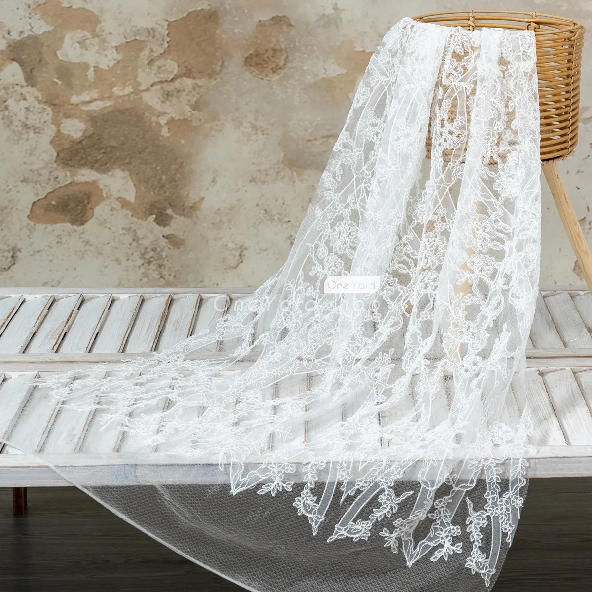 High-end Abstract Floral Intricate Cord Lace Fabric - OneYard
