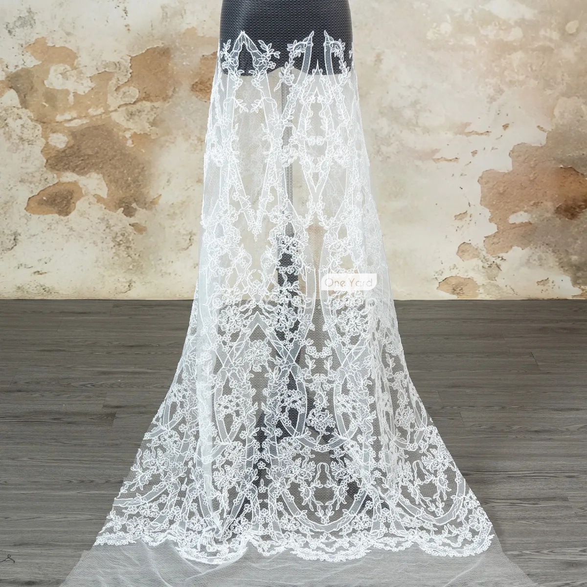 High-end Abstract Floral Intricate Cord Lace Fabric - OneYard