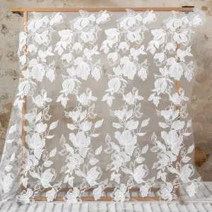 laser cut sequinned leaf floral breathable bridal lace
