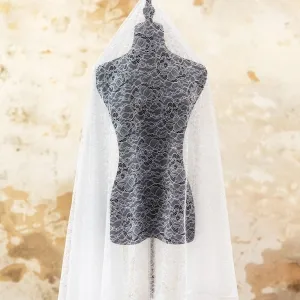 soft and airy floral off white flat lace material