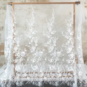 clear sequined stunning floral embroidery lace fabric