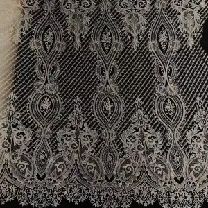 geometric abstract embroidery flower shiny lace fabric