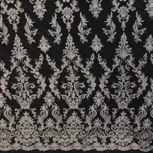 luxury floral embroidery lace mesh fabric with sequins