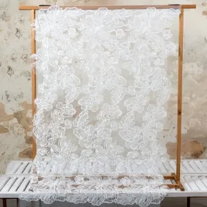 shimmering sequinned large flower pattern ivory lace