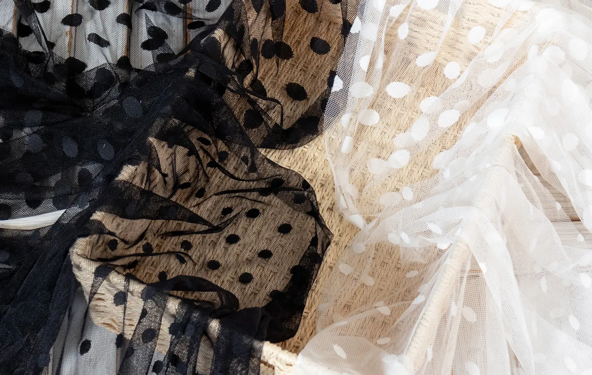 polka dot stretch mesh lace fabrics