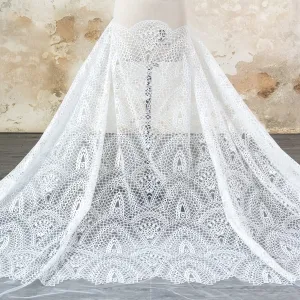 scalloped geometric pattern chantilly lace fabric