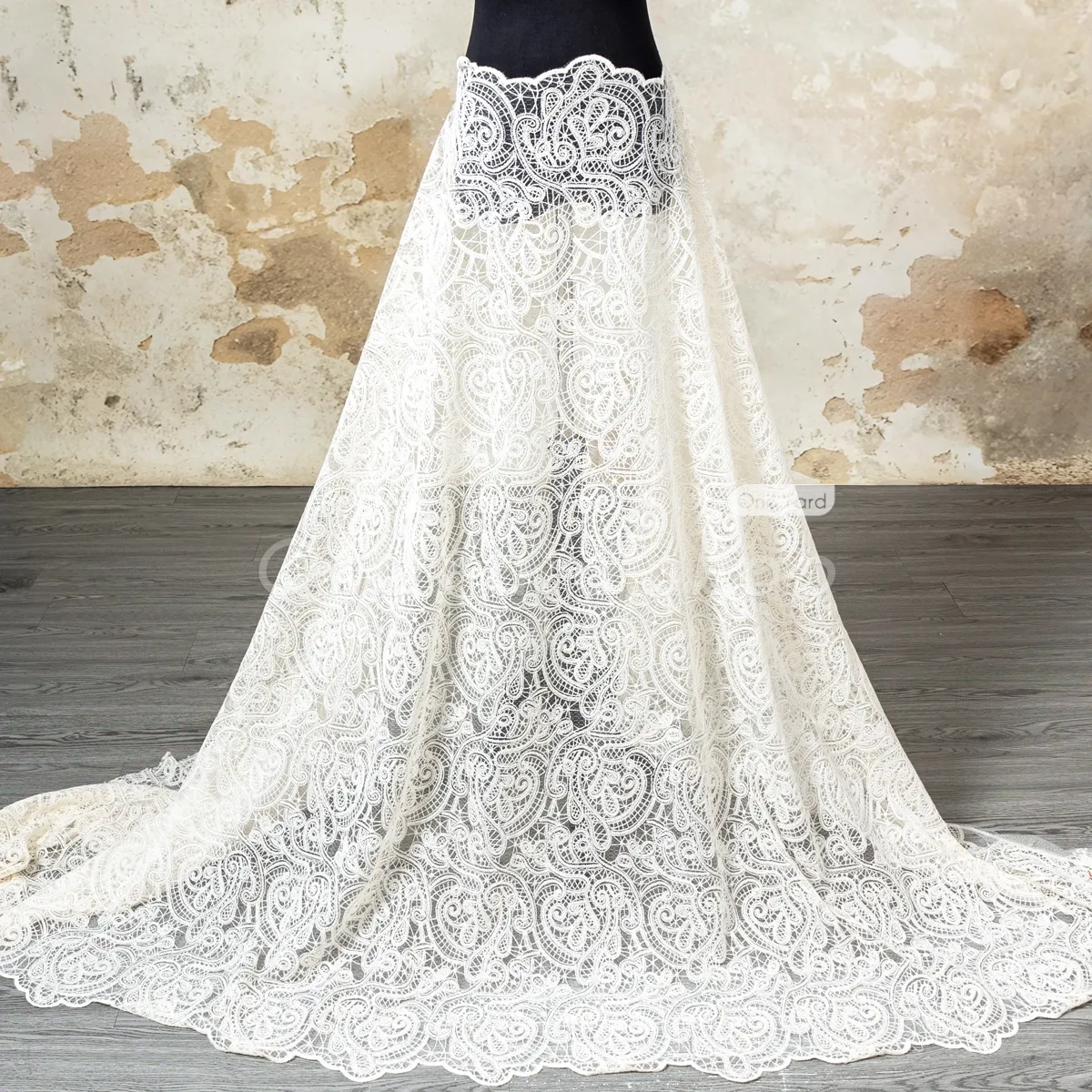 intricate abstract pattern nude color soft cotton lace