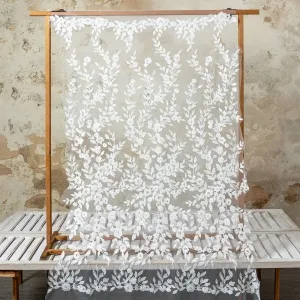 beaded vine and leaf pattern elegant bridal lace fabric
